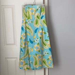 Lilly Pulitzer strapless tie back midi dress
